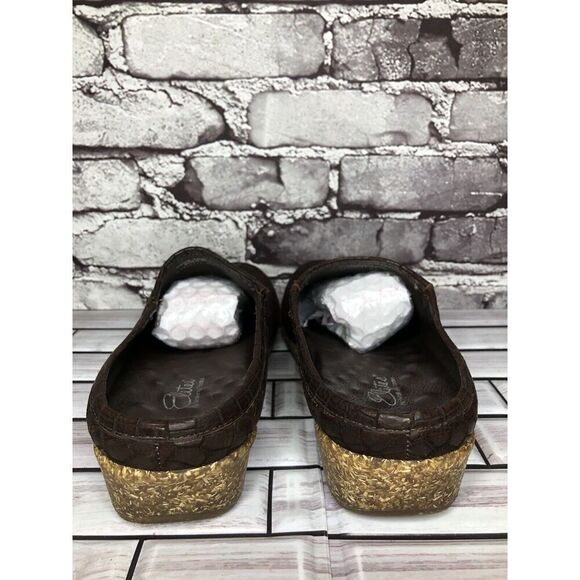 Elite By Walking Cradles Brown Leather Croc Comfort SlipOn Cork Clogs Women Sz 8 - Picture 6 of 16